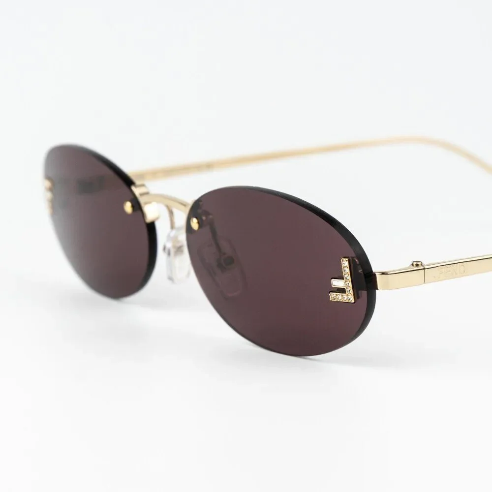 Fendi FIRST CRYSTAL Men Sunglasses Gold Violet Oval FE4075US 30Y AUTHENTIC